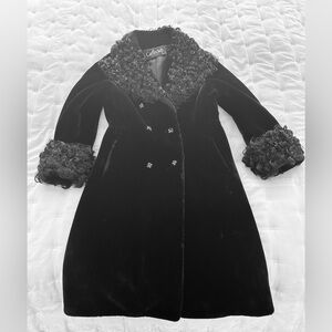 Vintage Borgazia Womens Double Breasted Persian Lamb Coat size S/M a Borg Fabric